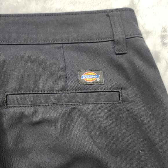 Dickies Pants Womens 4 Black Curvy Flat Front Straight Leg Twill Office Preppy - Picture 3 of 11
